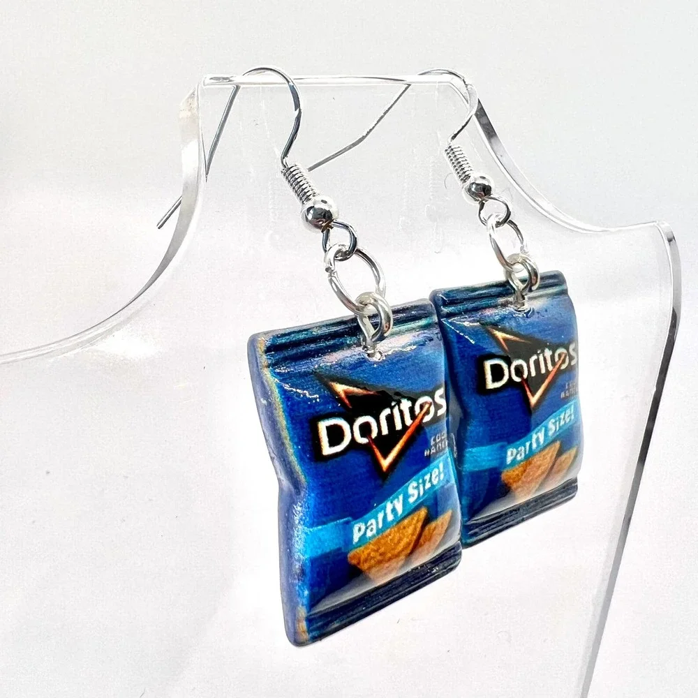 Ranch Doritos Earrings - Potato Chips Earrings - Food Earrings - Teacher Earring - Picture 2 of 8
